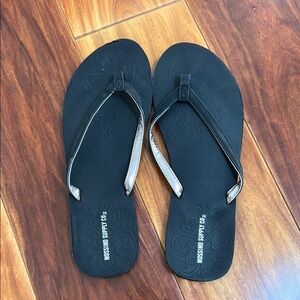 Mossimo Supply Co. Black Flip Flops with Metallic Straps